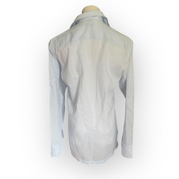 VTG Christian Dior Pale Blue Pleated Long Sleeve Guayabera Shirt Small - Picture 2 of 11